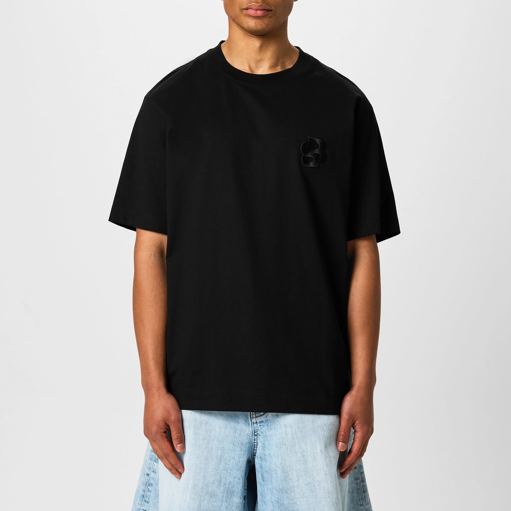 Hugo Boss Embroidered Monogram T Shirt - Black 001
